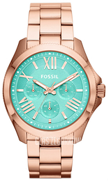Fossil Cecile Zielony/Stal w kolorze różowego złota Ø40 mm AM4540