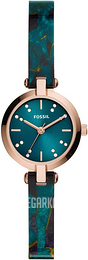 Fossil Zielony/Stal w kolorze różowego złota Ø24 mm BQ3581