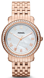 Fossil Emma Biały/Stal w kolorze różowego złota Ø38 mm ES3186