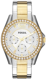 Fossil Riley Srebrny/Stal w odcieniu złota Ø38 mm ES3204