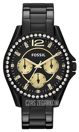 Fossil Riley Czarny/Stal Ø38 mm ES3205