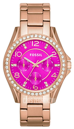 Fossil Różowy/Stal w kolorze różowego złota Ø38 mm ES3531