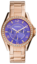 Fossil Lila Purpurowy/Stal w kolorze różowego złota Ø38 mm ES3656