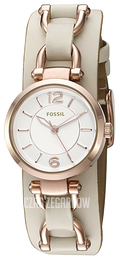 Fossil Georgia Biały/Stal w kolorze różowego złota Ø26 mm ES3934