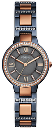 Fossil Virginia Szary/Stal w kolorze różowego złota Ø30 mm ES4298