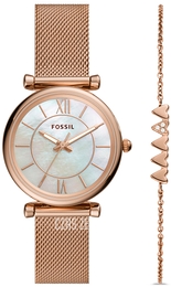 Fossil Carlie Wielokolorowy/Stal w kolorze różowego złota Ø35 mm ES5058SET