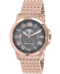 Fossil Czarny/Stal w kolorze różowego złota Ø44 mm FS5083