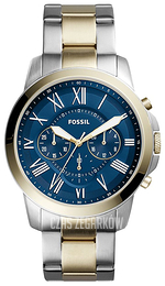 Fossil Grant Niebieski/Stal w odcieniu złota Ø44 mm FS5273