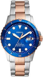 Fossil Fb-01 Niebieski/Stal w kolorze różowego złota Ø42 mm FS5654