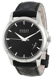 Gucci 126 MD Czarny/Skóra Ø38 mm YA126413