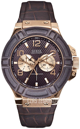 Guess Rigor Brązowy/Skóra Ø45 mm GW0040G3