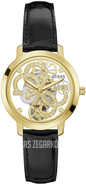 Guess Quattro Clear Żółte złoto/Skóra Ø36 mm GW0383L1