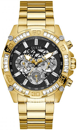 Guess Trophy Czarny/Stal w odcieniu złota Ø46 mm GW0390G2