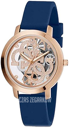 Guess Quattro Clear Różowe złoto/Guma Ø36 mm GW0452L1