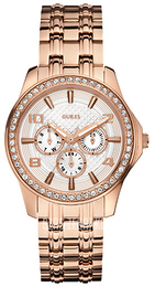 Guess Exec Biały/Stal w kolorze różowego złota Ø40 mm W0147L3