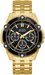Guess Multifunction Czarny/Stal w odcieniu złota Ø45 mm W0210G1