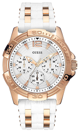 Guess Sporty Biały/Stal w kolorze różowego złota Ø42 mm W0615L1