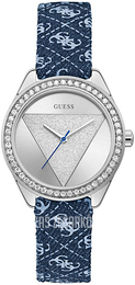 Guess Tri Glitz Srebrny/Skóra Ø37 mm W0884L10