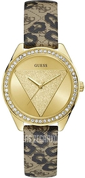 Guess Tri Glitz Zloty/Skóra Ø38 mm W0884L9