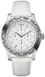 Guess Sporty Biały/Skóra Ø44 mm W12082G2