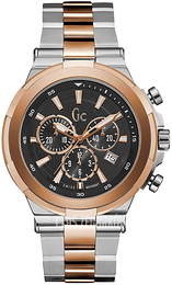 Guess Czarny/Stal w kolorze różowego złota Ø44 mm Y23003G2