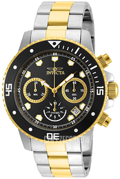 Invicta Pro Diver Czarny/18 karatowe żółte złoto Ø45 mm 21891