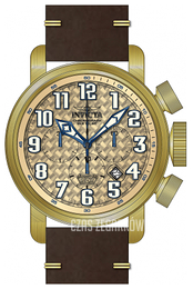 Invicta Aviator Żółte złoto/Skóra Ø52 mm 22265