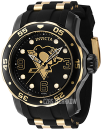 Invicta Nhl Czarny/Stal w odcieniu złota Ø48 mm 42322