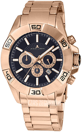 Jacques Lemans Liverpool Czarny/Stal w kolorze różowego złota Ø49 mm 1-1808H
