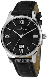 Jacques Lemans London Czarny/Skóra Ø40 mm 1-1845A