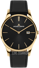 Jacques Lemans London Czarny/Skóra Ø38 mm 1-2122E