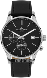 Jacques Lemans London Czarny/Skóra Ø40 mm 1-2125A