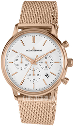 Jacques Lemans Retro Classic Biały/Stal w kolorze różowego złota Ø40 mm N-209M