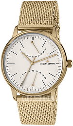 Jacques Lemans Retro Classic Biały/Stal w odcieniu złota Ø40 mm N-218G