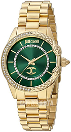 Just Cavalli Snake Zielony/Stal w odcieniu złota Ø32 mm JC1L095M0265SET