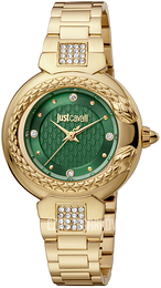 Just Cavalli Animalier Zielony/Stal w odcieniu złota Ø32 mm JC1L174M0075