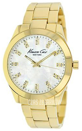 Kenneth Cole Biały/Stal w odcieniu złota Ø40 mm KCW4027
