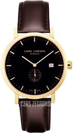 Lars Larsen Sebastian Czarny/Skóra Ø42 mm 131-Gold/Brown