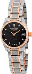 Longines Master Czarny/18 karatowe różowe złoto Ø25.5 mm L2.128.5.59.7