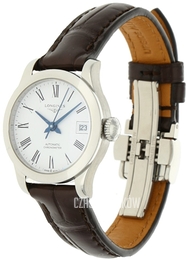 Longines Record Biały/Skóra Ø26 mm L2.320.4.11.2