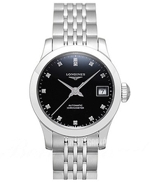 Longines Record Czarny/Stal Ø26 mm L2.320.4.57.6