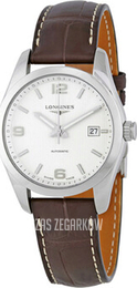Longines Conquest Srebrny/Skóra Ø40 mm L2.785.4.76.5