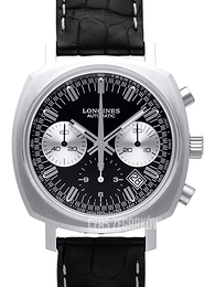 Longines Heritage 1973 Czarny/Skóra Ø40 mm L2.791.4.52.0