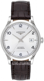 Longines Record Srebrny/Skóra Ø38.5 mm L2.820.4.76.2