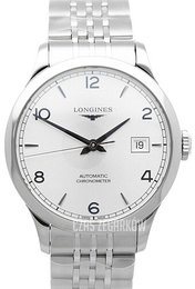 Longines Record Srebrny/Stal Ø38.5 mm L2.820.4.76.6