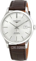 Longines Record Srebrny/Skóra Ø40 mm L2.821.4.72.2