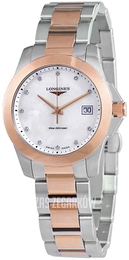 Longines Conquest Ladies Biały/Stal w kolorze różowego złota Ø34 mm L3.377.3.88.7