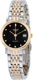Longines Elegant Czarny/18 karatowe różowe złoto Ø25.5 mm L4.309.5.57.7