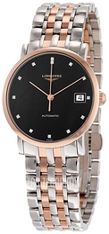 Longines Elegant Czarny/Stal w kolorze różowego złota Ø29 mm L4.310.5.57.7