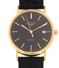 Longines Presences Czarny/Skóra Ø38.5 mm L4.921.2.52.2